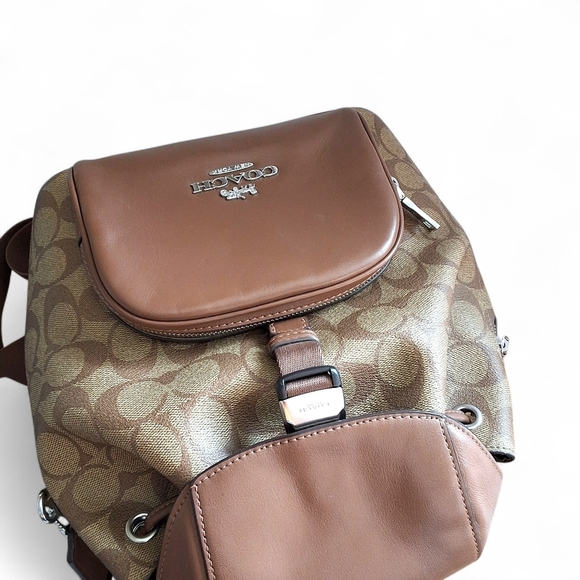 Coach Signature Sierra Drawstring Backpack Khaki/Saddle EUC main image 14